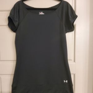Under Armour Heat Gear Black Women's Shirt Small Cap Sleeve Elastic UA Logo Back